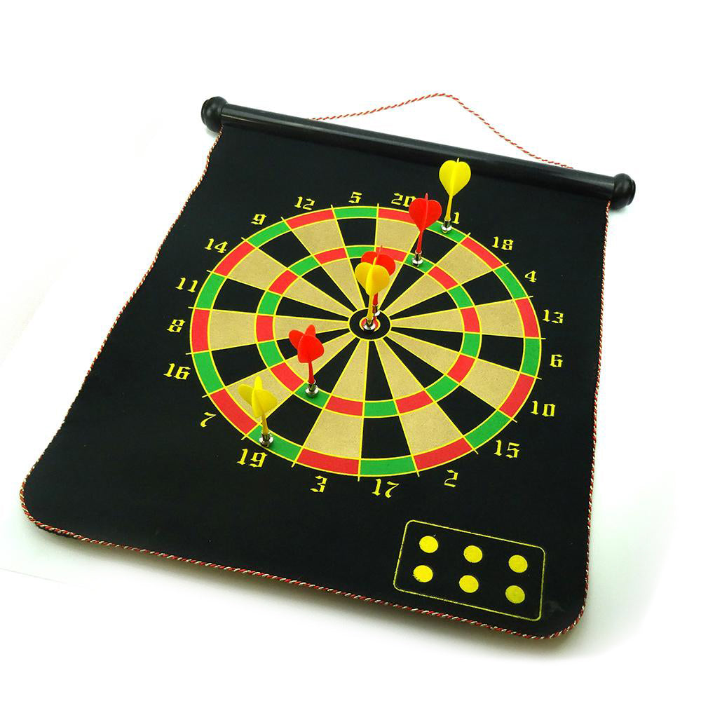 17 Magnetic Rollup Dart Board 6 Darts Large Double Side Dartboard Game