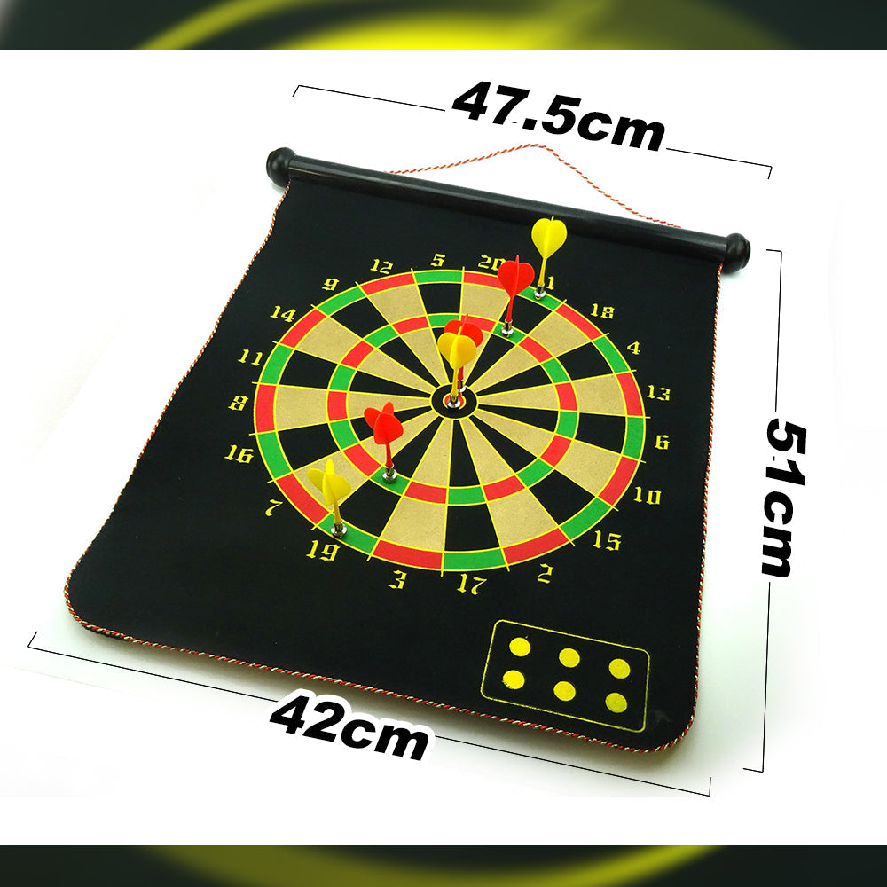 17 Magnetic Rollup Dart Board 6 Darts Large Double Side Dartboard Game
