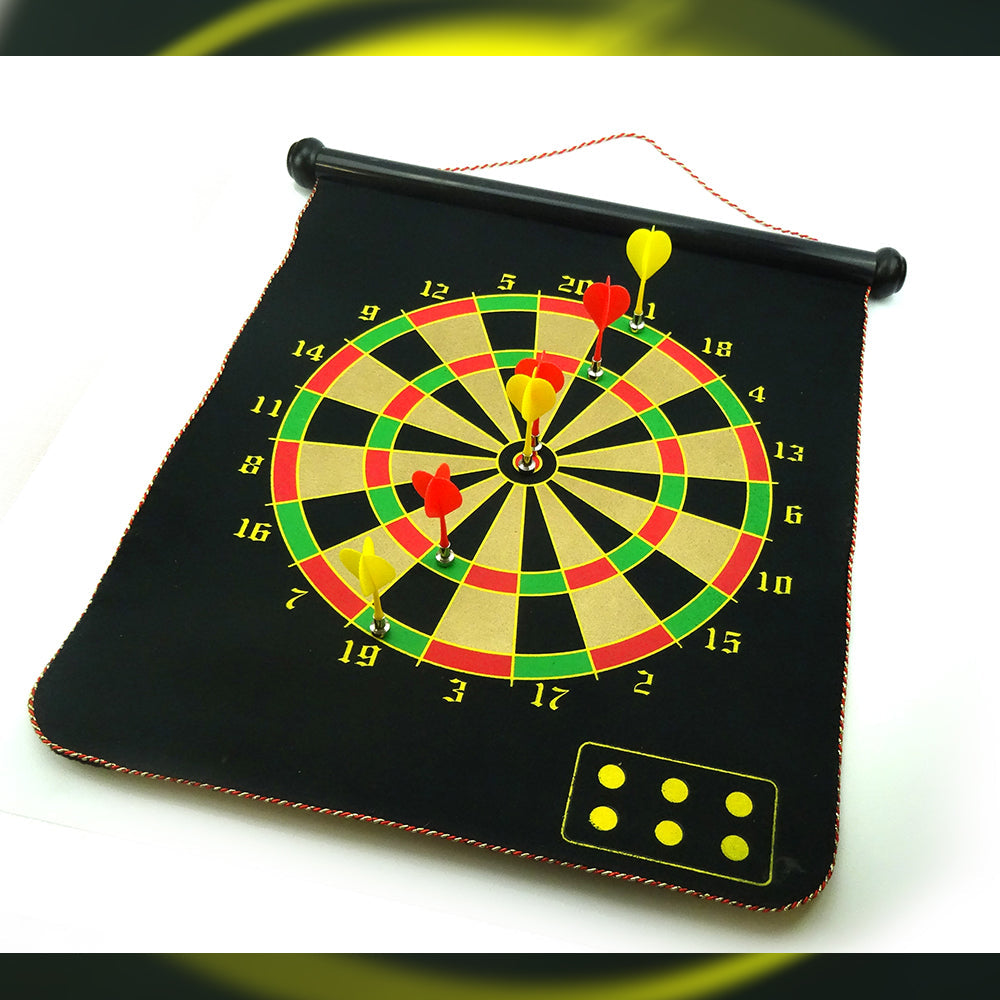 17 Magnetic Rollup Dart Board 6 Darts Large Double Side Dartboard Game