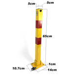 Square Heavy Duty Fold Down Security Parking Post Lock Safety Barrier 3 Keys - Front View