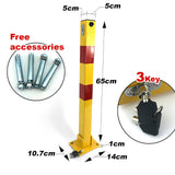 Square Heavy Duty Fold Down Security Parking Post Lock Safety Barrier 3 Keys - Side View