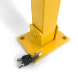 Square Heavy Duty Fold Down Security Parking Post Lock Safety Barrier 3 Keys - Close-Up Angle