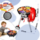 Kids BBQ Pretend Play Cooking Set Sausages Utensils Barbecue Grill Toy Cooker - Side View
