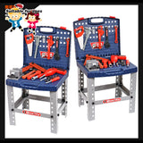 Tool Box Work Bench With Battery Operated Drill Set kids Pretend Play Toy 55pcs - Side View