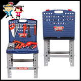 Tool Box Work Bench With Battery Operated Drill Set kids Pretend Play Toy 55pcs - Top-Down View