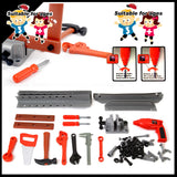Tool Box Work Bench With Battery Operated Drill Set kids Pretend Play Toy 55pcs - 45-Degree Angle
