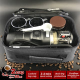 12V Portable Espresso Maker for Cars - Complete Moka Coffee Set with Cups and Accessories - Top-Down View