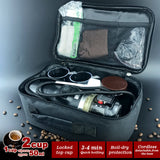 12V Portable Espresso Maker for Cars - Complete Moka Coffee Set with Cups and Accessories - 45-Degree Angle