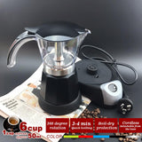 Black Electric Moka Coffee Maker Espresso Machine Italian Classic 6 Cups Auto Power - Front View