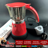 Red Electric Moka Coffee Maker Espresso Machine Italian Classic 6 Cups Auto Power - Front View