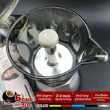 Silver Electric Moka Coffee Maker Espresso Machine Italian Classic 6 Cups Auto Power - Close-Up Angle