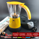 Yellow Electric Moka Coffee Maker Espresso Machine Italian Classic 6 Cups Auto Power - Front View