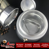 Electric 4-Cup High Pressure Moka Espresso Maker - Stylish Aluminum Cafeteria Coffee Pot - Side View