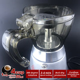 Electric 4-Cup High Pressure Moka Espresso Maker - Stylish Aluminum Cafeteria Coffee Pot - Top-Down View
