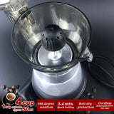 Electric 4-Cup High Pressure Moka Espresso Maker - Stylish Aluminum Cafeteria Coffee Pot - Rear View