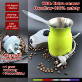 Automatic Green Turkish Coffee Pot with Anti-Overflow Sensor and Quick Boil Function - 45-Degree Angle