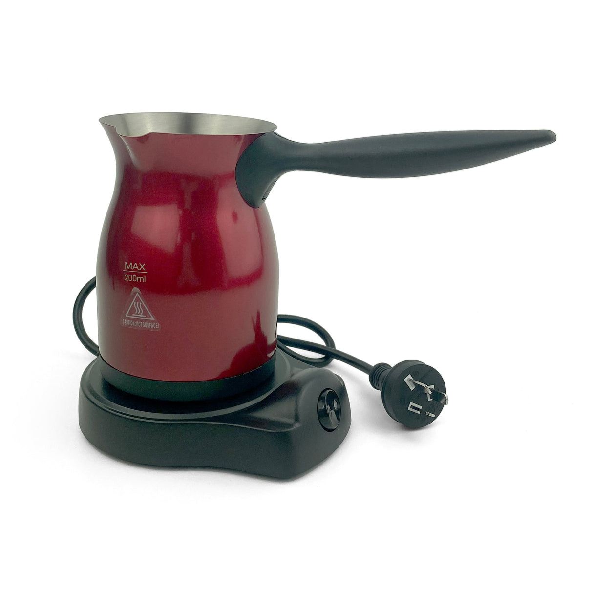 Automatic Red Electric Coffee Maker for Turkish, Greek, and Arabic Coffee with Anti-Overflow Sensor