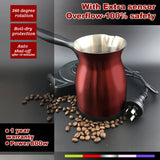Automatic Red Electric Coffee Maker for Turkish, Greek, and Arabic Coffee with Anti-Overflow Sensor - Top-Down View