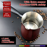 Automatic Red Electric Coffee Maker for Turkish, Greek, and Arabic Coffee with Anti-Overflow Sensor - 45-Degree Angle