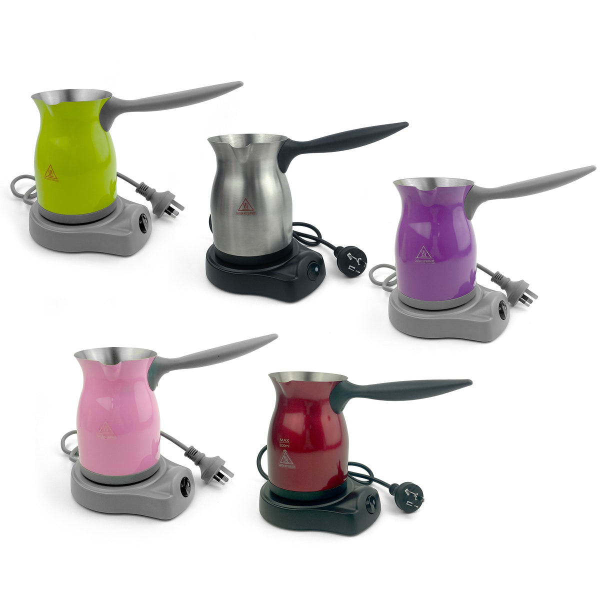 Automatic Red Electric Coffee Maker for Turkish, Greek, and Arabic Coffee with Anti-Overflow Sensor