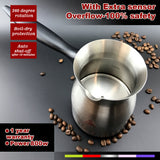 Automatic Stainless Steel Coffee Maker Pot with Anti-Overflow Sensor for Greek, Turkish, and Arabic Coffee - Top-Down View
