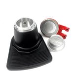 Charming Red Ceramic Mini Espresso Coffee Maker Set for Two with Checkered Cups - 45-Degree Angle