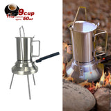 2 In 1 Camping Stainless Steel 9Cup Pot Moka Coffee Maker Italian Espresso Kettle 2024 NEW MODLE - Top-Down View