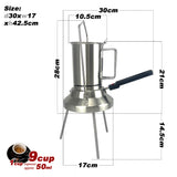 2 In 1 Camping Stainless Steel 9Cup Pot Moka Coffee Maker Italian Espresso Kettle 2024 NEW MODLE - 45-Degree Angle