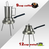 2 In 1 Camping Stainless Steel 9Cup Pot Moka Coffee Maker Italian Espresso Kettle 2024 NEW MODLE - Rear View