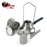 2 In 1 Camping Stainless Steel 9Cup Pot Moka Coffee Maker Italian Espresso Kettle 2024 NEW MODLE - Close-Up Angle