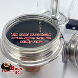 Borosilicate Glass Stainless Steel Moka Pot Coffee Maker Italian Espresso 6Cups - Close-Up Angle