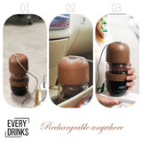 Brown All in1 Anywhere Portable Drip Pour Over Coffee Maker + Electric Grinder + Juice Blender Anywhere Freshly Ground Coffee - Low Angle