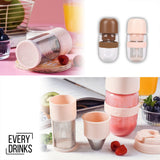 Pink All in1 Anywhere Portable Drip Pour Over Coffee Maker + Electric Grinder + Juice Blender Anywhere Freshly Ground Coffee - Rear View