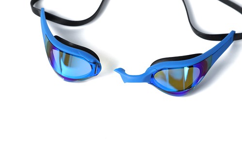 Flexible Blue Mirrored Lens Swimming Goggles for Adults