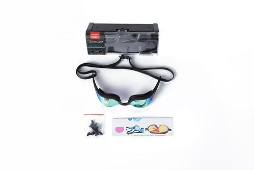 Gold Mirrored Lens Swimming Goggles for Adults