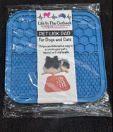 1x LIFE IN THE OUTBACK PET LICK PAD - Blue - Front View