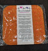 1x LIFE IN THE OUTBACK PET LICK PAD - Orange - Top-Down View