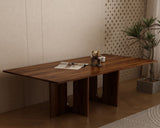 Walnut Melamine Dining Table 6 Seater - Top-Down View