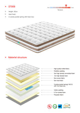 Kingston Slumber Mattress KING Size Bed Euro Top Pocket Spring Bedding Firm Foam 34CM - Close-Up Angle