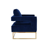 Golden Framed Bottom Armed Accent Chair_Grey - Front View