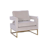 Golden Framed Bottom Armed Accent Chair_Grey - Side View