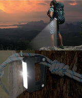 Compact Rechargeable COB LED Carabiner Light - Black/Navy - Side View