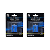 2 Pack Brillar 9V Platinum Alkaline Battery - Side View
