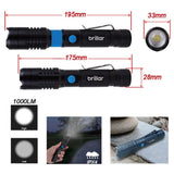 Brillar Investigator 1000 Lumens Rechargeable USB Flashlight - Side View