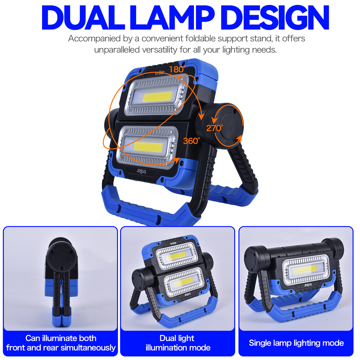 Brillar 600 Lumen Versatile 360¬8 Rotating COB LED Work Lamp