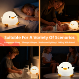 Squishy Cute Duck Night Light - Top-Down View