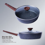28cm PFOA Free Non-Stick Saute Pan with Lid - Front View
