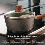 5Pieces Non-Stick Marble Coating Saucepan/Casserole/Fry Pan Cookware Set - Top-Down View