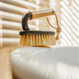 Eco Bamboo Handle Iron Household Scrubber Brush - Front View