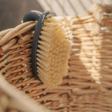 Eco Bamboo Handle Iron Household Scrubber Brush - Side View